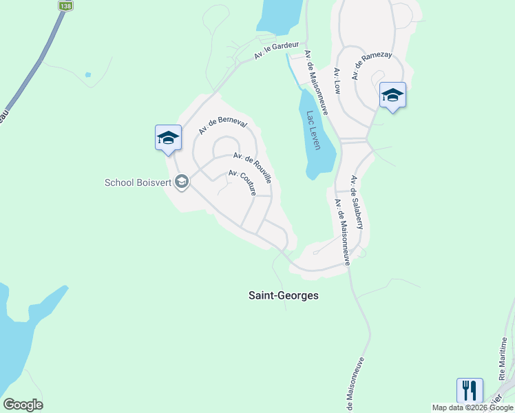 map of restaurants, bars, coffee shops, grocery stores, and more near 36 Avenue Couture in Baie-Comeau