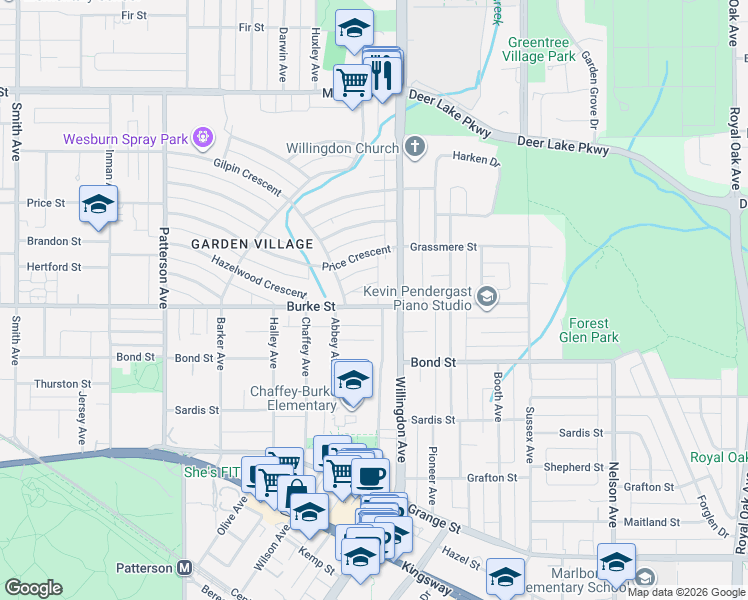 map of restaurants, bars, coffee shops, grocery stores, and more near in Burnaby