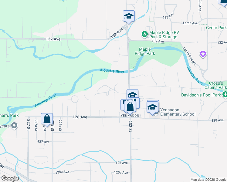 map of restaurants, bars, coffee shops, grocery stores, and more near in Maple Ridge