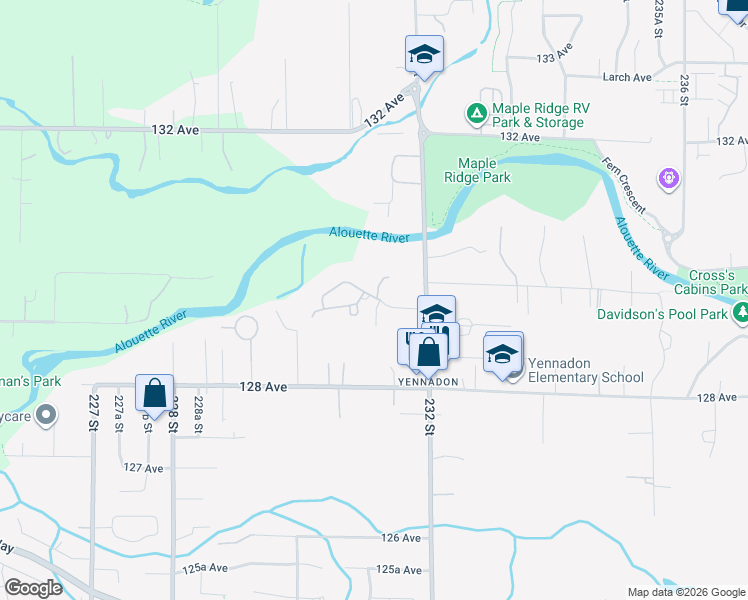 map of restaurants, bars, coffee shops, grocery stores, and more near in Maple Ridge