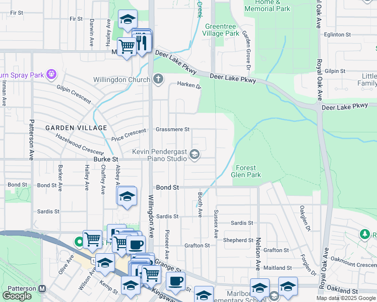 map of restaurants, bars, coffee shops, grocery stores, and more near in Burnaby