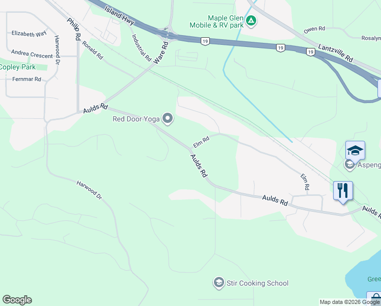 map of restaurants, bars, coffee shops, grocery stores, and more near 7221 Aulds Road in Lantzville