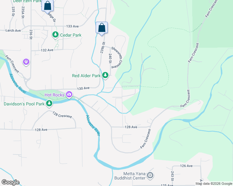 map of restaurants, bars, coffee shops, grocery stores, and more near 12954 Mill Street in Maple Ridge