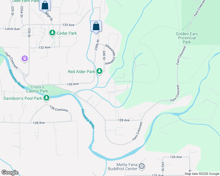 map of restaurants, bars, coffee shops, grocery stores, and more near 12974 Mill Street in Maple Ridge