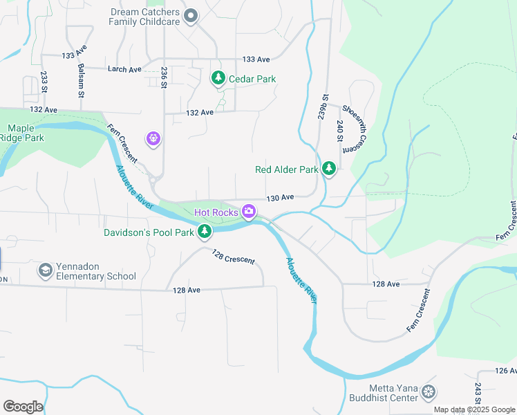 map of restaurants, bars, coffee shops, grocery stores, and more near 23830 130 Avenue in Maple Ridge