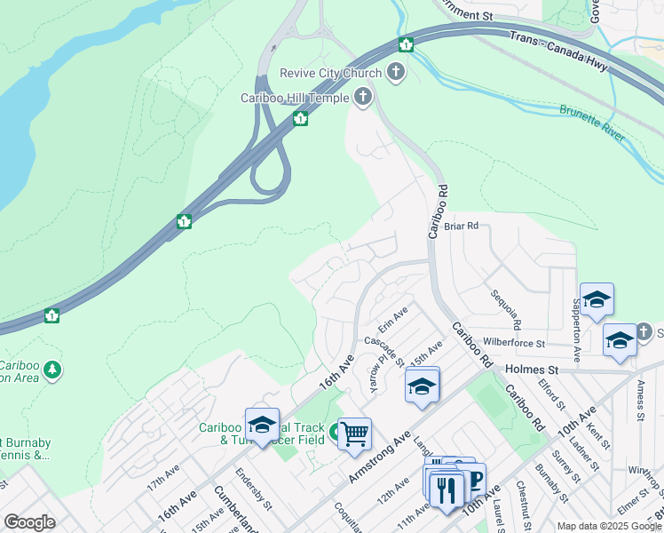 map of restaurants, bars, coffee shops, grocery stores, and more near 7420 Mulberry Place in Burnaby