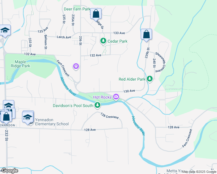 map of restaurants, bars, coffee shops, grocery stores, and more near 13017 237A Street in Maple Ridge
