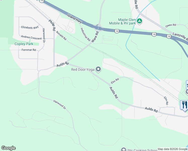 map of restaurants, bars, coffee shops, grocery stores, and more near 7255 Aulds Road in Lantzville