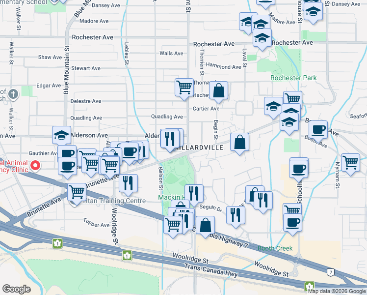 map of restaurants, bars, coffee shops, grocery stores, and more near 200 Marmont Street in Coquitlam