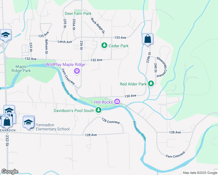 map of restaurants, bars, coffee shops, grocery stores, and more near 13037 237A Street in Maple Ridge