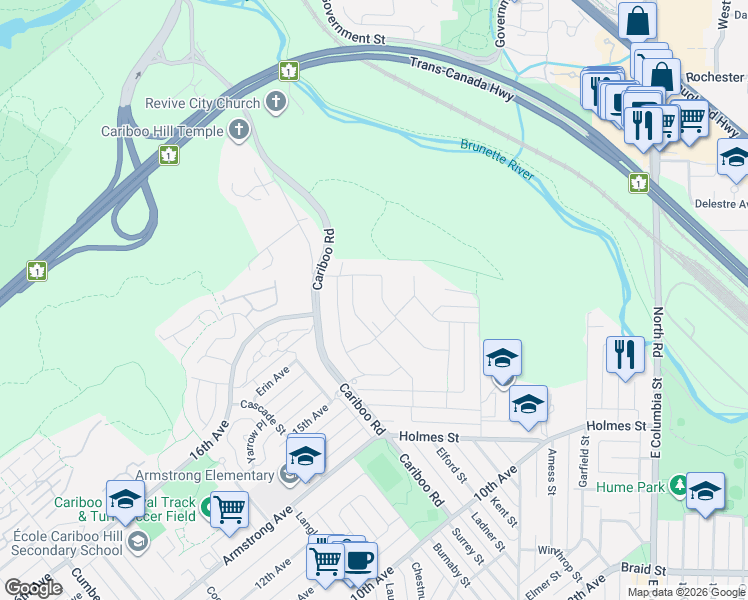 map of restaurants, bars, coffee shops, grocery stores, and more near 9072 Briar Road in Burnaby