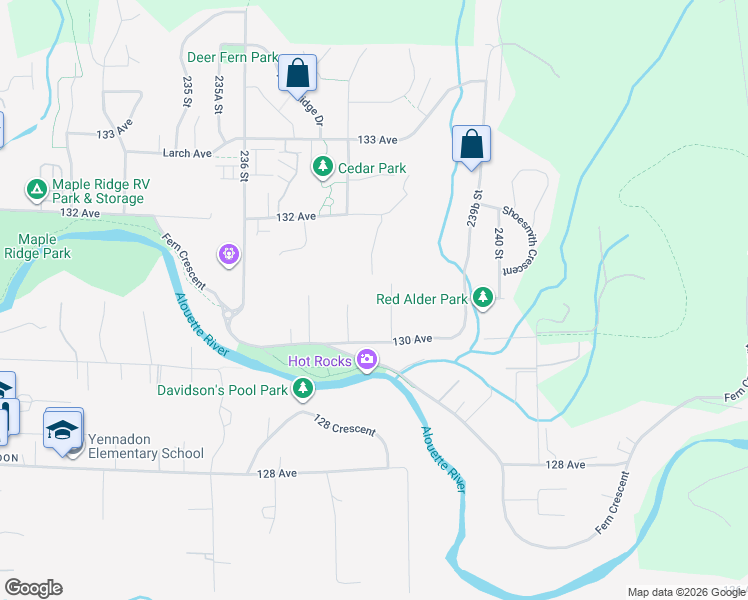 map of restaurants, bars, coffee shops, grocery stores, and more near in Maple Ridge