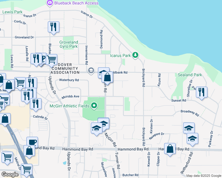 map of restaurants, bars, coffee shops, grocery stores, and more near 6181 Raphael Drive in Nanaimo