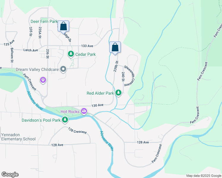 map of restaurants, bars, coffee shops, grocery stores, and more near 13067 239B Street in Maple Ridge