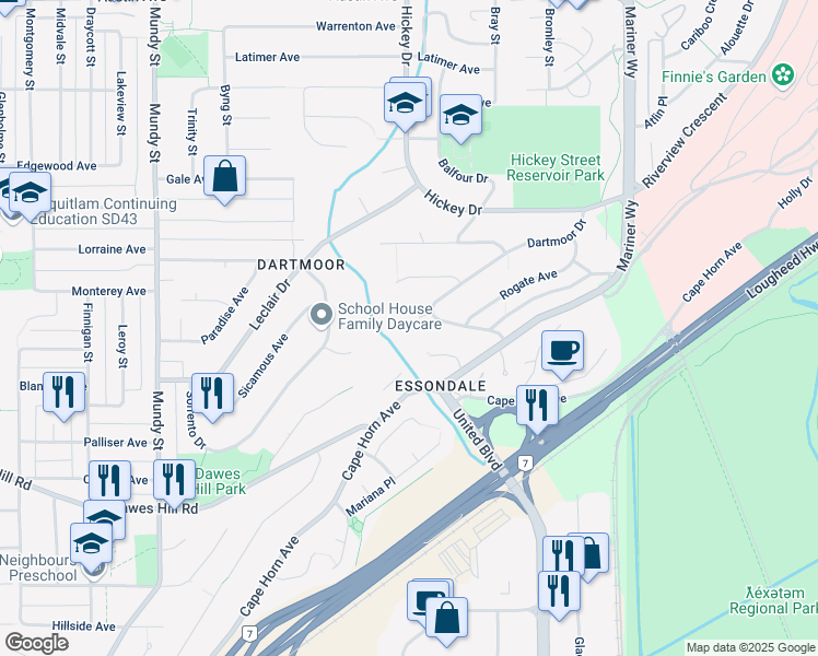 map of restaurants, bars, coffee shops, grocery stores, and more near 2504 Penhurst Court in Coquitlam