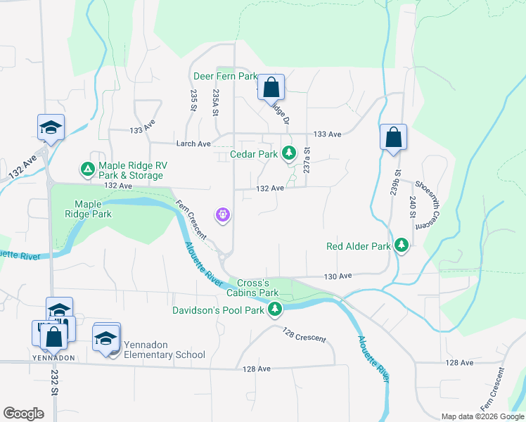 map of restaurants, bars, coffee shops, grocery stores, and more near in Maple Ridge
