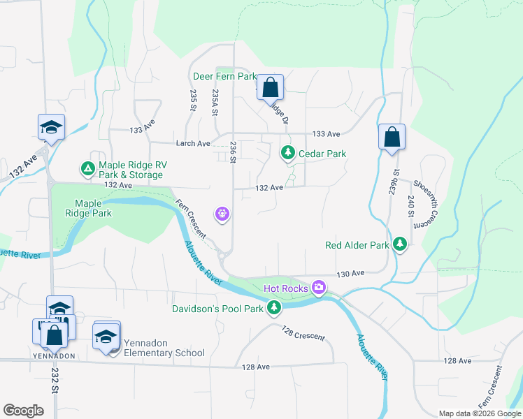 map of restaurants, bars, coffee shops, grocery stores, and more near in Maple Ridge