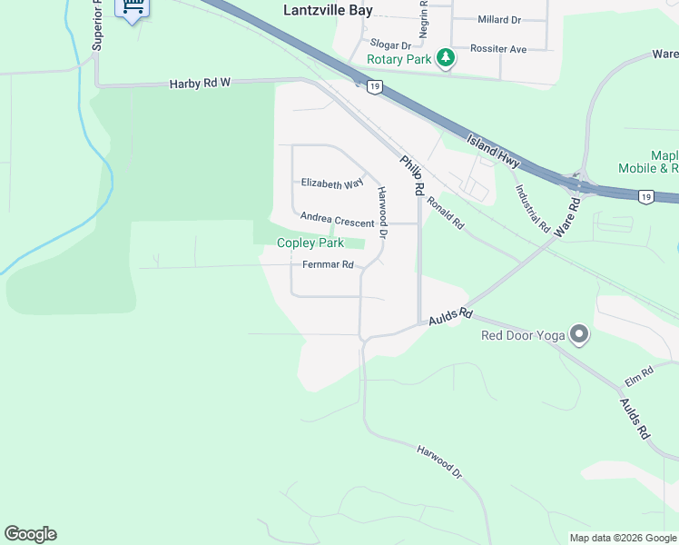 map of restaurants, bars, coffee shops, grocery stores, and more near 7465 Fernmar Road in Lantzville
