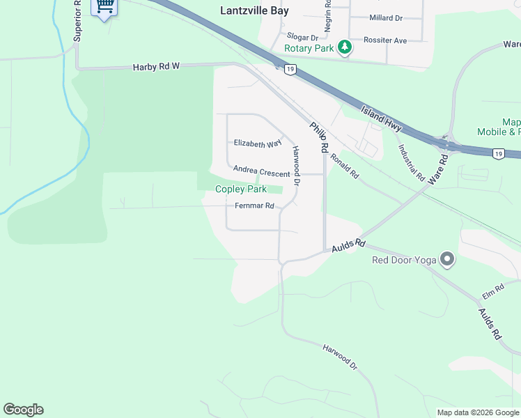 map of restaurants, bars, coffee shops, grocery stores, and more near 7468 Fernmar Road in Lantzville