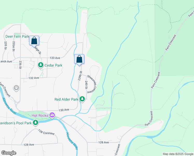 map of restaurants, bars, coffee shops, grocery stores, and more near 13184 Shoesmith Loop in Maple Ridge