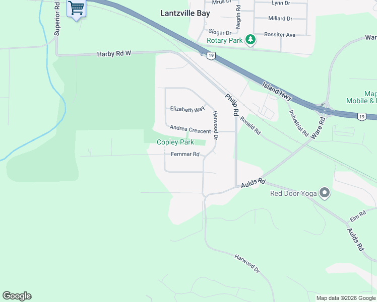 map of restaurants, bars, coffee shops, grocery stores, and more near 7468 Fernmar Road in Lantzville