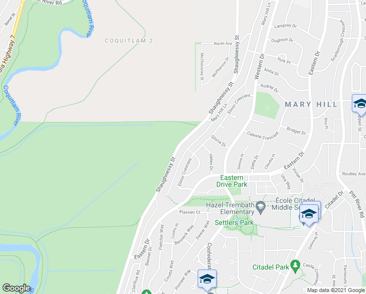 map of restaurants, bars, coffee shops, grocery stores, and more near 1496 Mary Hill Lane in Port Coquitlam