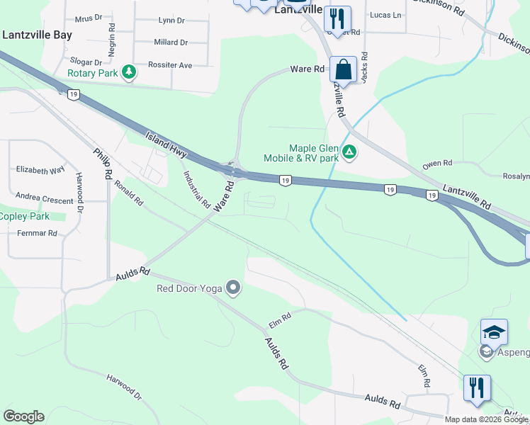 map of restaurants, bars, coffee shops, grocery stores, and more near 62 Clark Drive West in Lantzville