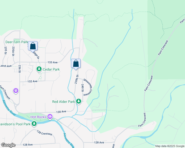 map of restaurants, bars, coffee shops, grocery stores, and more near 13210 Shoesmith Crescent in Maple Ridge
