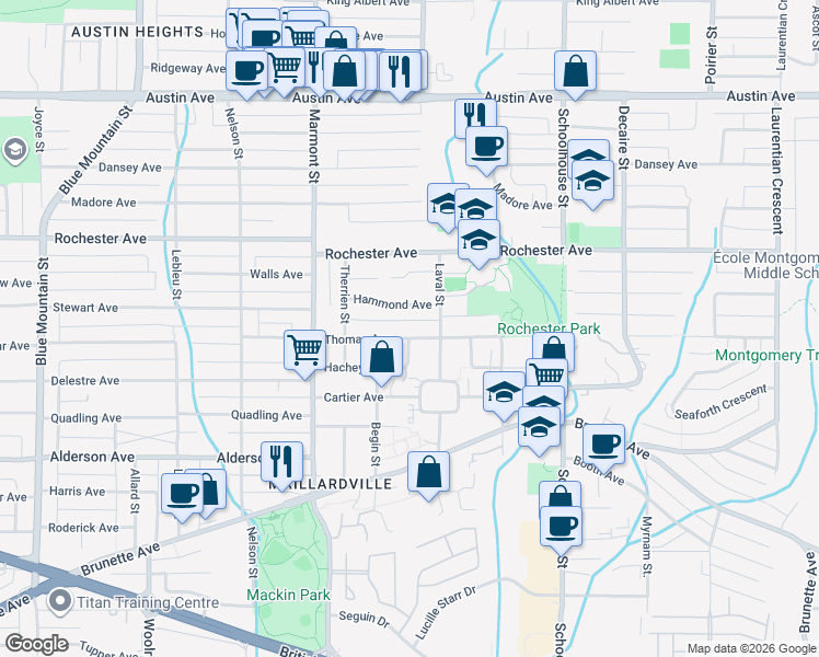 map of restaurants, bars, coffee shops, grocery stores, and more near 1211 Thomas Avenue in Coquitlam