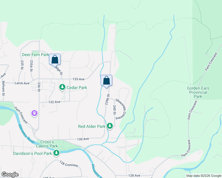 map of restaurants, bars, coffee shops, grocery stores, and more near 13238 239B Street in Maple Ridge