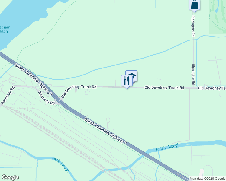 map of restaurants, bars, coffee shops, grocery stores, and more near 18390 Old Dewdney Trunk Road in Pitt Meadows