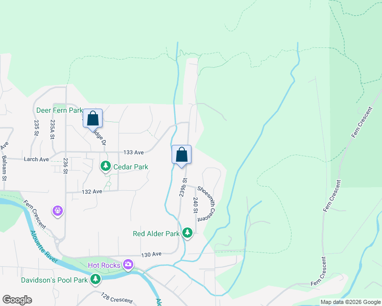 map of restaurants, bars, coffee shops, grocery stores, and more near 13250 239B Street in Maple Ridge