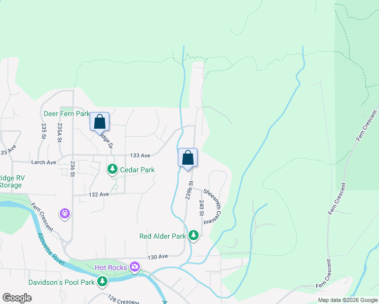 map of restaurants, bars, coffee shops, grocery stores, and more near 13257 239B Street in Maple Ridge