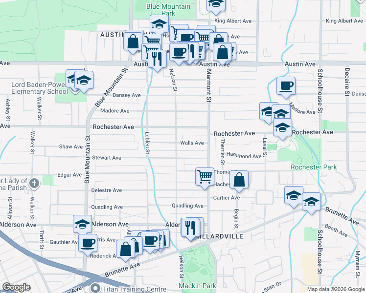 map of restaurants, bars, coffee shops, grocery stores, and more near 1038 Walls Avenue in Coquitlam