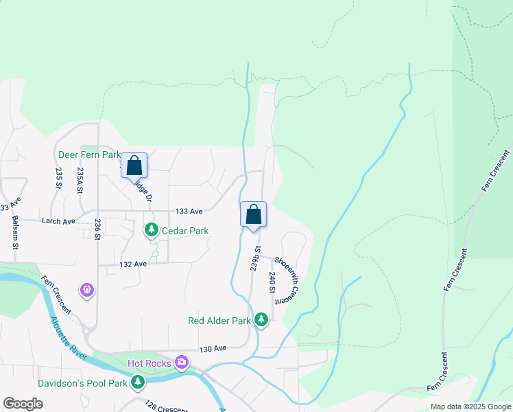 map of restaurants, bars, coffee shops, grocery stores, and more near 13257 239B Street in Maple Ridge