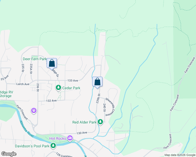 map of restaurants, bars, coffee shops, grocery stores, and more near 13263 239B Street in Maple Ridge