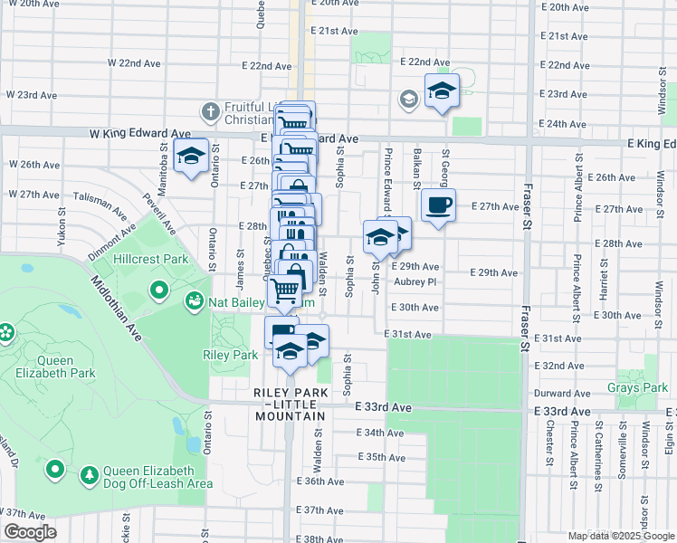 map of restaurants, bars, coffee shops, grocery stores, and more near 283 East 29th Avenue in Vancouver