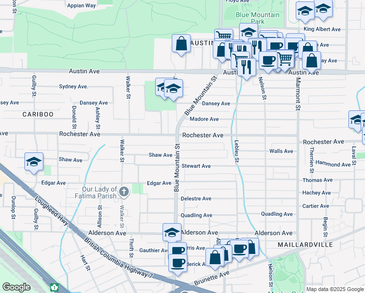 map of restaurants, bars, coffee shops, grocery stores, and more near 903 Walls Avenue in Coquitlam