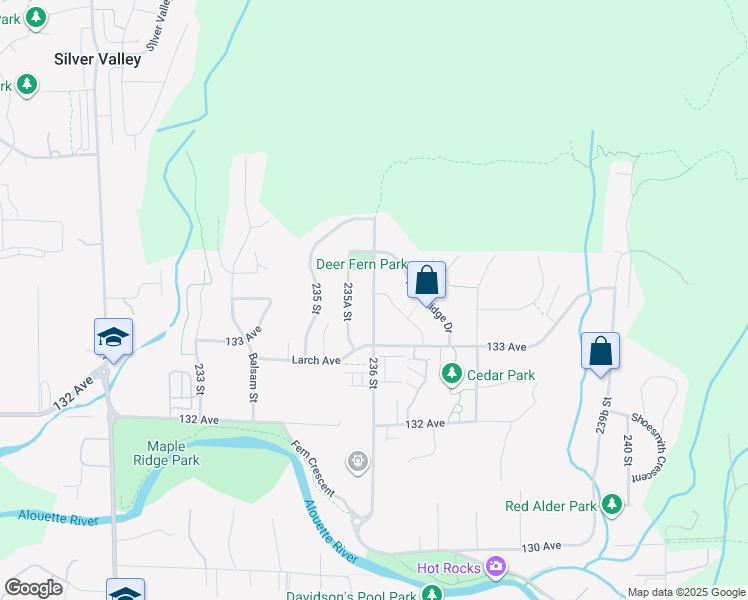 map of restaurants, bars, coffee shops, grocery stores, and more near 13351 236 Street in Maple Ridge