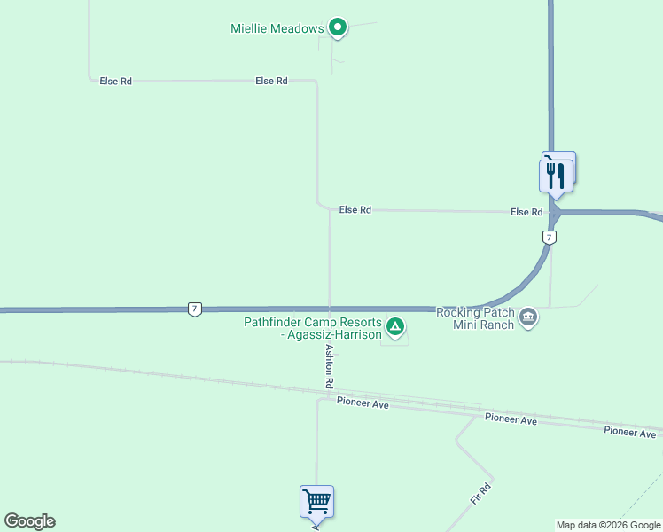 map of restaurants, bars, coffee shops, grocery stores, and more near 2284 Ashton Road in Agassiz