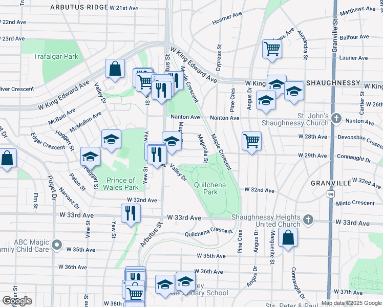 map of restaurants, bars, coffee shops, grocery stores, and more near 2056 West 29th Avenue in Vancouver