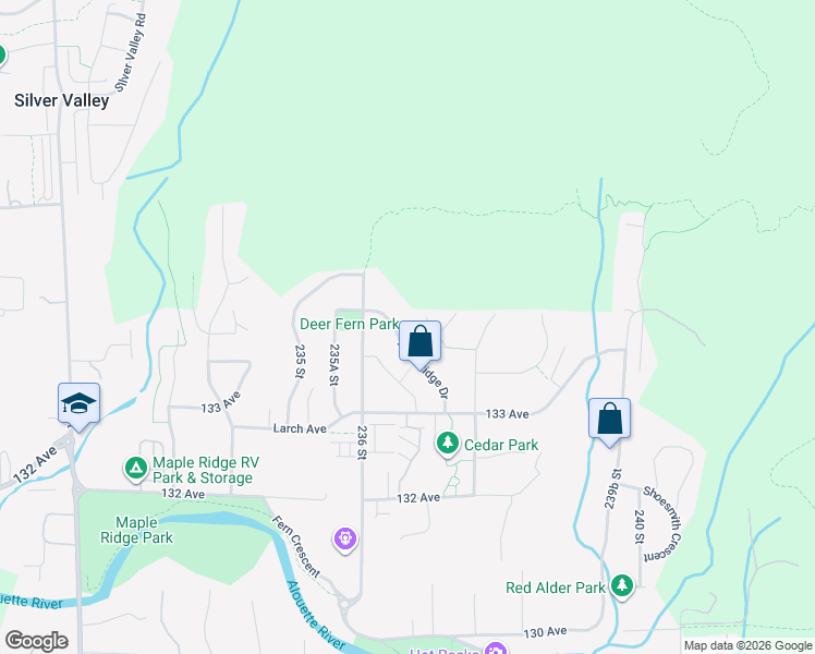 map of restaurants, bars, coffee shops, grocery stores, and more near 23654 Boulder Place in Maple Ridge