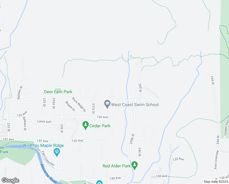 map of restaurants, bars, coffee shops, grocery stores, and more near 13380 McCauley Crescent in Maple Ridge