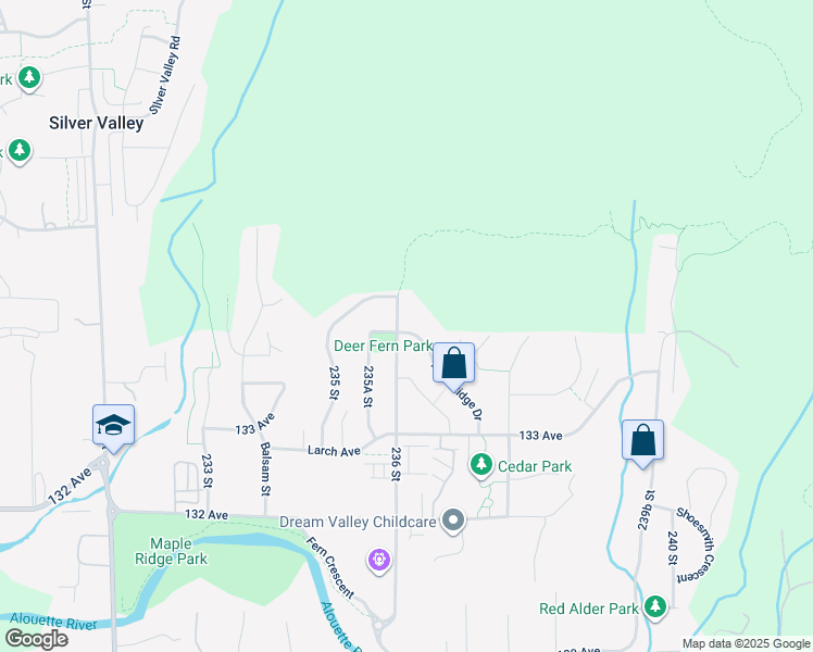 map of restaurants, bars, coffee shops, grocery stores, and more near 13406 236 Street in Maple Ridge