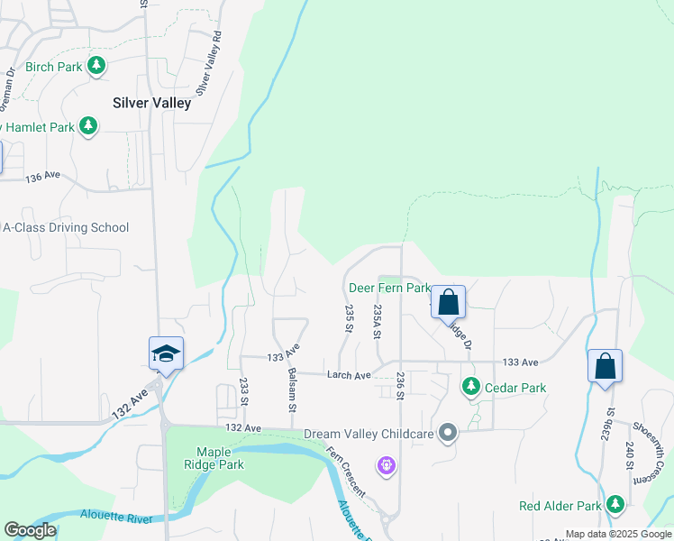 map of restaurants, bars, coffee shops, grocery stores, and more near 13439 235 Street in Maple Ridge