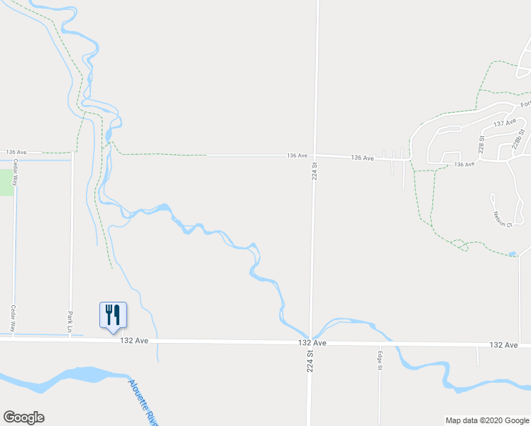 map of restaurants, bars, coffee shops, grocery stores, and more near 13473 224 Street in Maple Ridge