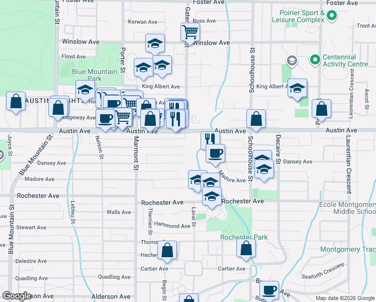 map of restaurants, bars, coffee shops, grocery stores, and more near 1168 Charland Avenue in Coquitlam