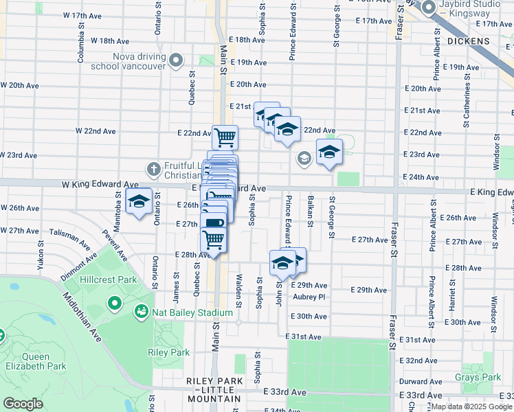 map of restaurants, bars, coffee shops, grocery stores, and more near in Vancouver