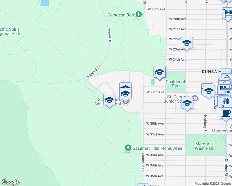map of restaurants, bars, coffee shops, grocery stores, and more near 4330 Kevin Place in Vancouver