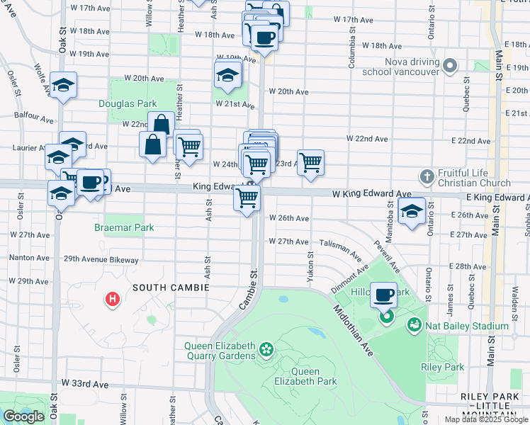 map of restaurants, bars, coffee shops, grocery stores, and more near 559 West 26th Avenue in Vancouver